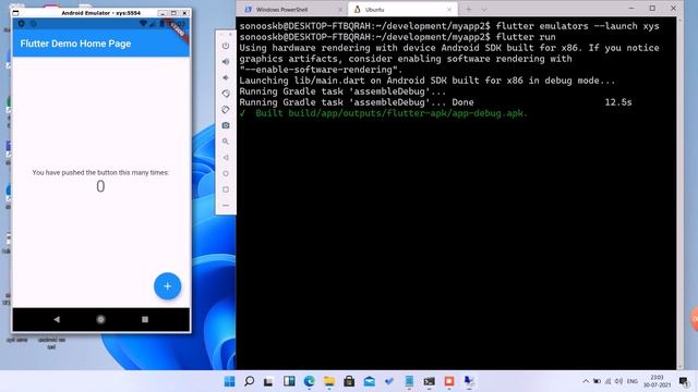 Flutter Emulator Demo on WSLg Windows 11 смотреть онлайн