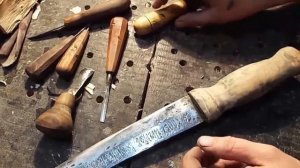 Деревянная ручка для ножа своими руками.оформление,резьба по дереву.sax, scramasax