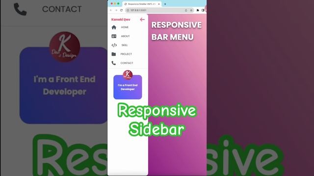 Responsive Sidebar Menu HTML CSS Javascript #portfolio #trending #coding #css