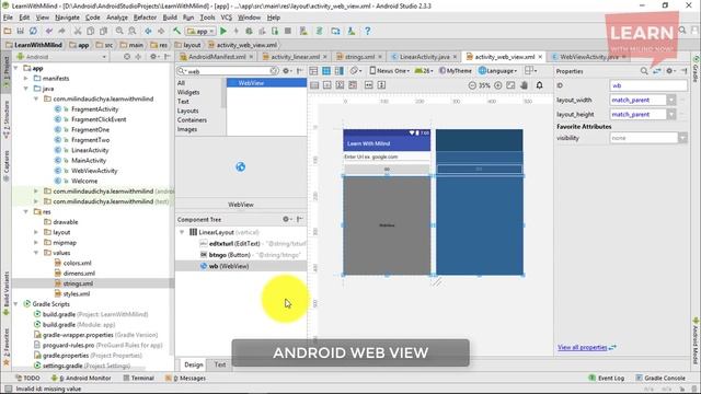 #Android App Development Tutorial in Hindi-27- Android Web View, webview -Learn with Milind-हिंदी
