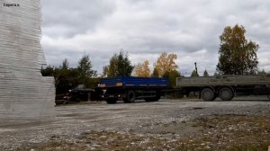 Маз 6312 с прицепом нефаз, разворот на небольшом пятачке!!!!