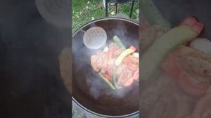 приготовление еды в казане!!!