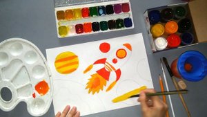 Рисуем ракету с детьми 3-4 лет