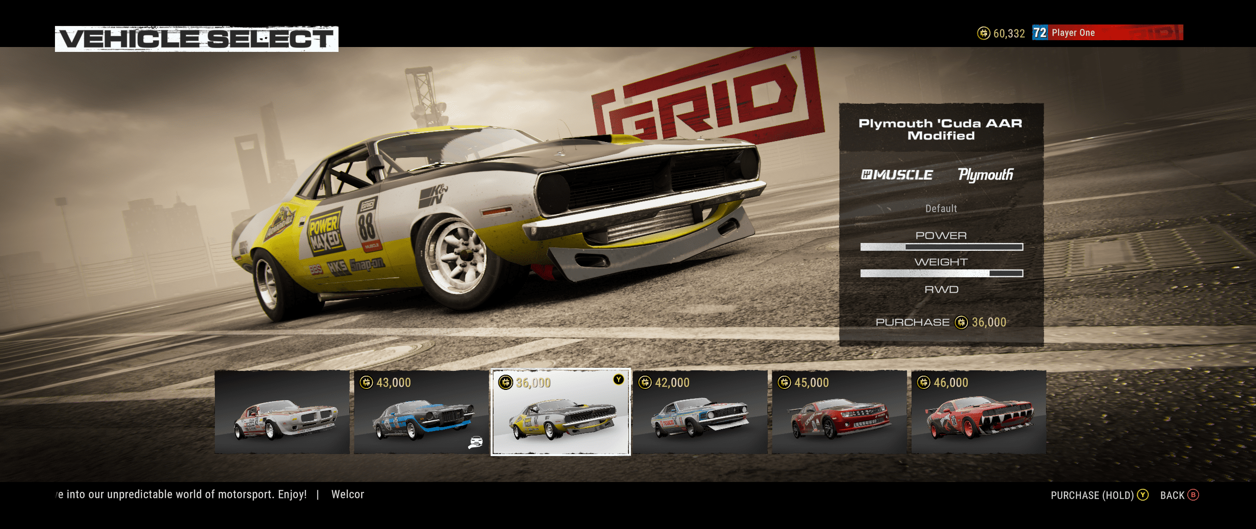 GRID (2019) - Plymouth 'Cuda AAR Modified