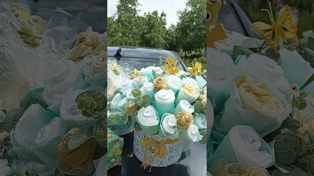 Букет из памперсов/Подарки новорожденному/ Baby shower bouqet