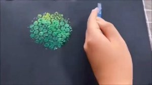 Рисование "Деревья" с помощью пупырчатой пленки.