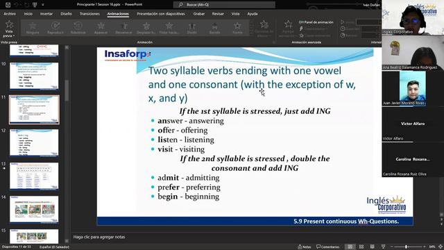 Inglés Corporativo - 08 de Diciembre - FINAL EXAM - Present Continuous Practice - Session 16 смотреть онлайн