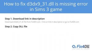 Fix d3dx9_31.dll is missing in The Sims 3 game