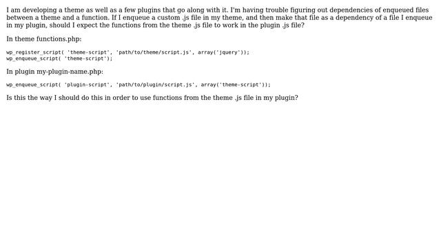 Wordpress: Using function from enqueued .js file in theme in plugin? смотреть онлайн