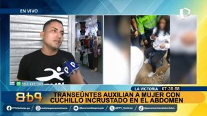 Apareció con el chuchillo incrustado: Mujer se habría apuñalado en plena calle en La Victoria