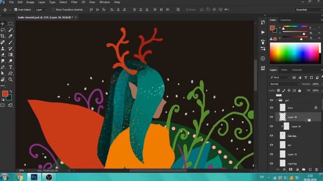 Леди Осени - Процесс рисования смотреть онлайн
