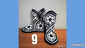 Вязаные домашние сапожки крючком