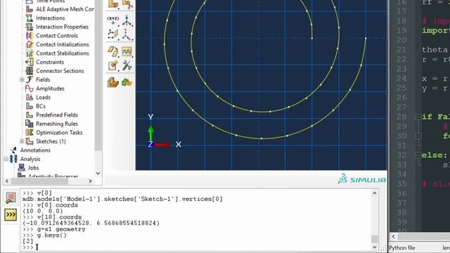 Abaqus sketches | Python scripts #2 | Splines, vertices and geometry