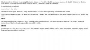 Unix & Linux: Docker without SELinux makes ERR_NETWORK_CHANGED errors in Chromium