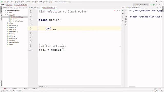 Constructor in Python | Python tutorial for Beginners | self, __init__(constructor) | __init__