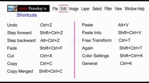 Adobe Photoshop 7 0 Edit Menu Shortcuts I L-in