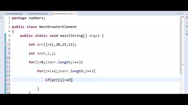 Write a java program to print next greater element in array?