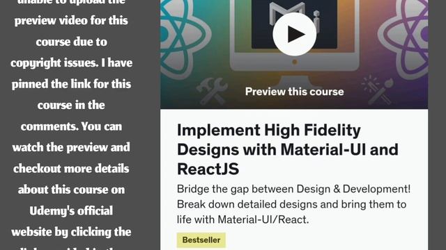 Implement High Fidelity Designs with Material-UI and ReactJS смотреть онлайн
