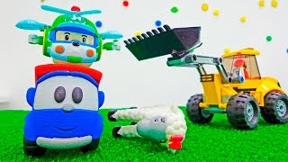 Грузовичок Лева, бульдозер и вертолет Хелли - Игры в машинки.mp4
