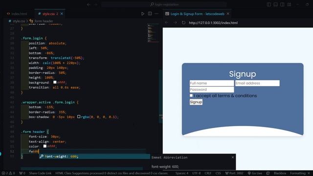 Login & Registration  Using HTML CSS & JS - [ @letscodeweb ] - No Talking