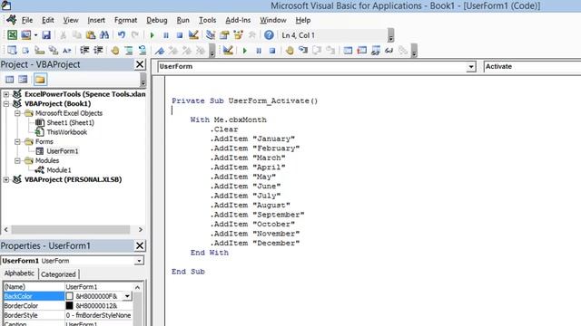 Learn Excel VBA -  Add Month Names to a ComboBox