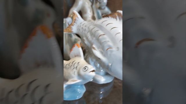 Фарфор на тему моря,рыб и рыбаков. Обзор моих морских полок. смотреть онлайн