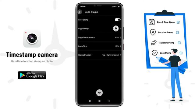 Add date and Time stamp on Photos with Timestamp camera application смотреть онлайн