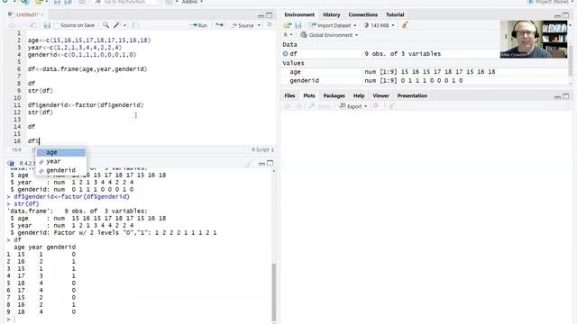 Converting numeric into factor variables in R Studio (includes adding labels to factor levels)