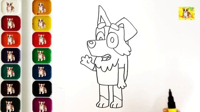 Блуи.Мультик рисунок раскраска.Рисунок Блуи. смотреть онлайн