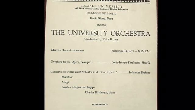 Brahms piano concerto #1 in d minor Charles Birnbaum pianist  Adagio