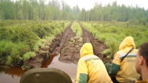 Едем на вездеходе в глубь леса на тушение лесного пожара в Якутии