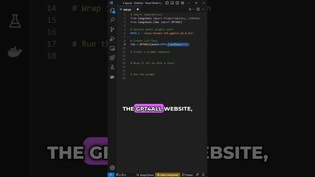 Run GPT4All LLMs with Python in 8 lines of code? ?