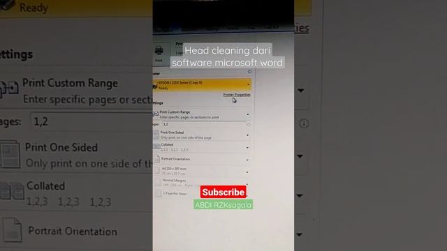 Cara head cleaning dari microsoft word | Printer epson L3110 | ABDI RZK