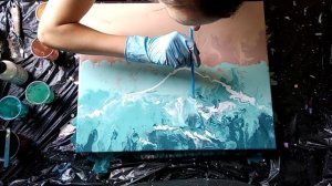 #12 DIY Beach acrylic pour painting |fluid art easy for beginners|