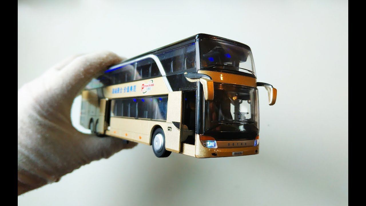 Обзор модельки двухэтажного автобуса SETRA со светом и звуком! Про машинки.
