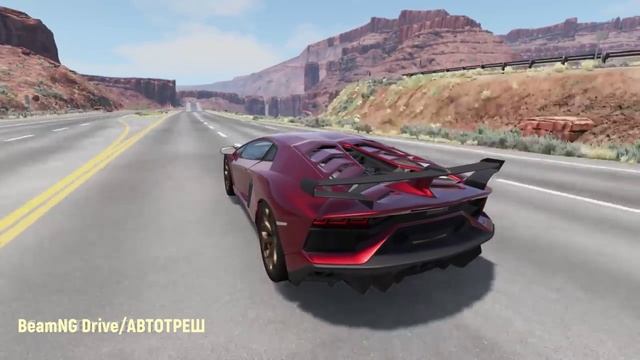Эпические прыжки на скоростном автомобиле . BeamNG Drive/АВТОТРЕШ