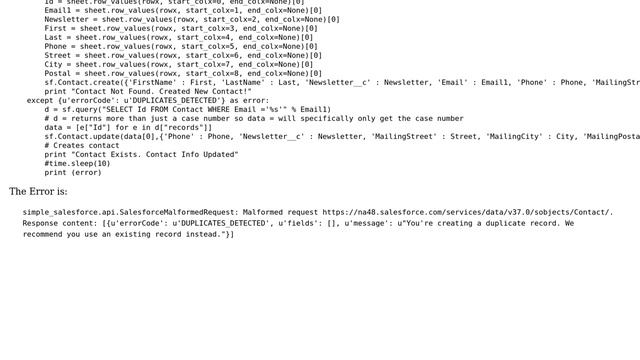 Salesforce: Python Duplicates_Detected during Update смотреть онлайн