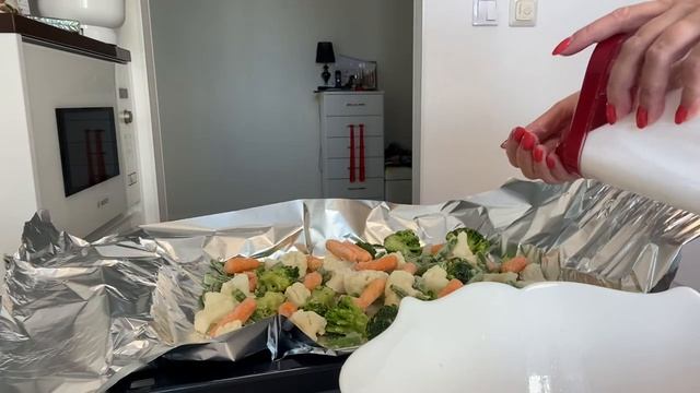 Окунь с овощами+базилик,орегано,майоран,оливковое масло с чесноком