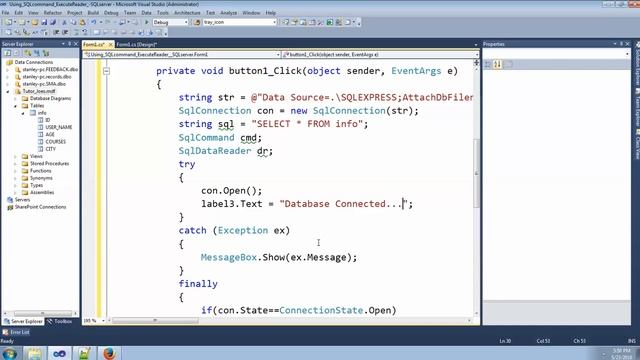 How To Read Datas SQLcommand ExecuteReader SQLServer