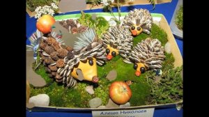 Аппликация ежик ? из природных материалов ??????