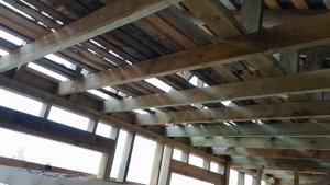 Дом - баня 6 на 12 с разноуровневой крышей, каркасная по собственному проекту, своими руками.