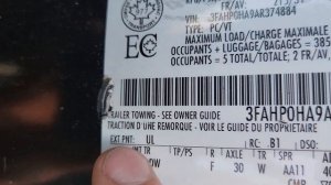 Ford Fusion - EXTERIOR PAINT COLOR CODE LOCATION (2010 - 2012)