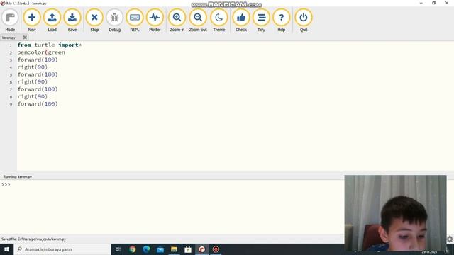 Python mu editor ilk uygulamam (kare çizimi) смотреть онлайн