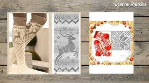 Зимние носки спицами с жаккардом - идеи для вдохновения. Носки со схемами жаккарда.