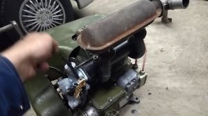 УД-2 с переделанным коллектором и с карбюратором PZ 30,первые минуты работы.
