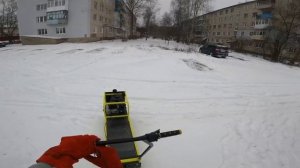 Первый выезд на самодельном Мотобуксировщики,на 380 бурановской гусенице,первый снег