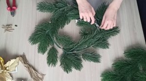 №112 РОЖДЕСТВЕНСКИЙ ВЕНОК ИЗ ИСКУССТВЕННОЙ ЕЛИ ✨ ТЕХНИКА СБОРКИ И КРЕПЛЕНИЯ ДЕКОРА БЕЗ КЛЕЯ ✨