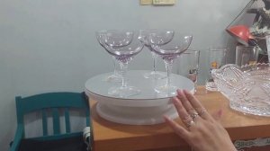 Вербилки чайный сервиз редкий " Пурпурный листок". Хрусальные фужеры и многое другое.