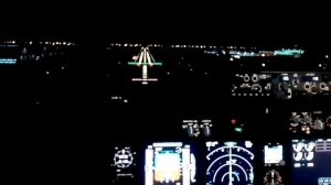 Ночной заход и посадка в аэропорту им.Дж.Кеннеди, USA, NIGHT LANDING KENNEDY AIRPORT KJFK USA