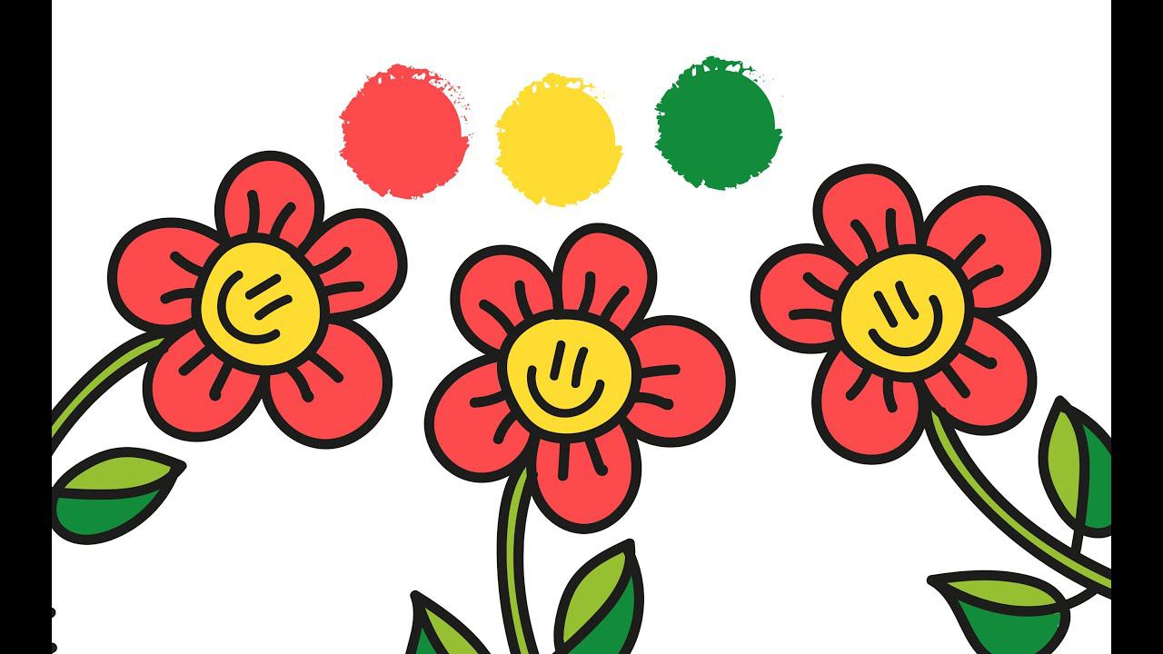 Раскраска ЦВЕТОК / Как нарисовать ЦВЕТОЧЕК / Как нарисовать цветы / Рисуем цветы / Краски Раскраски смотреть онлайн